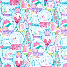 Merry and Bright - Packed Snow Globes Turquoise Multi Yardage