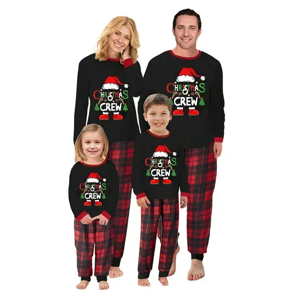 NEW WIFORNT Christmas Crew WOMENS Pajama Set Santa Claus Print Long Sleeve Tops and Plaid Pants Sleepwear Soft Nightwear, WOMEN'S ONLY, Sz L