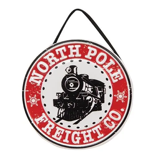 North Pole Freight Co Embossed Metal Ornament