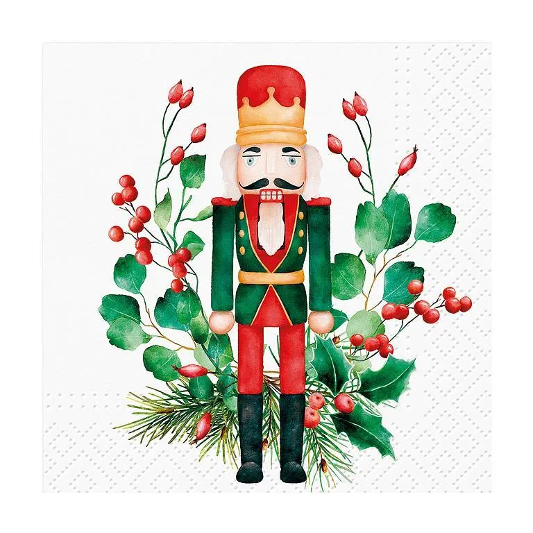 Nutcracker and Holly Cocktail Napkins