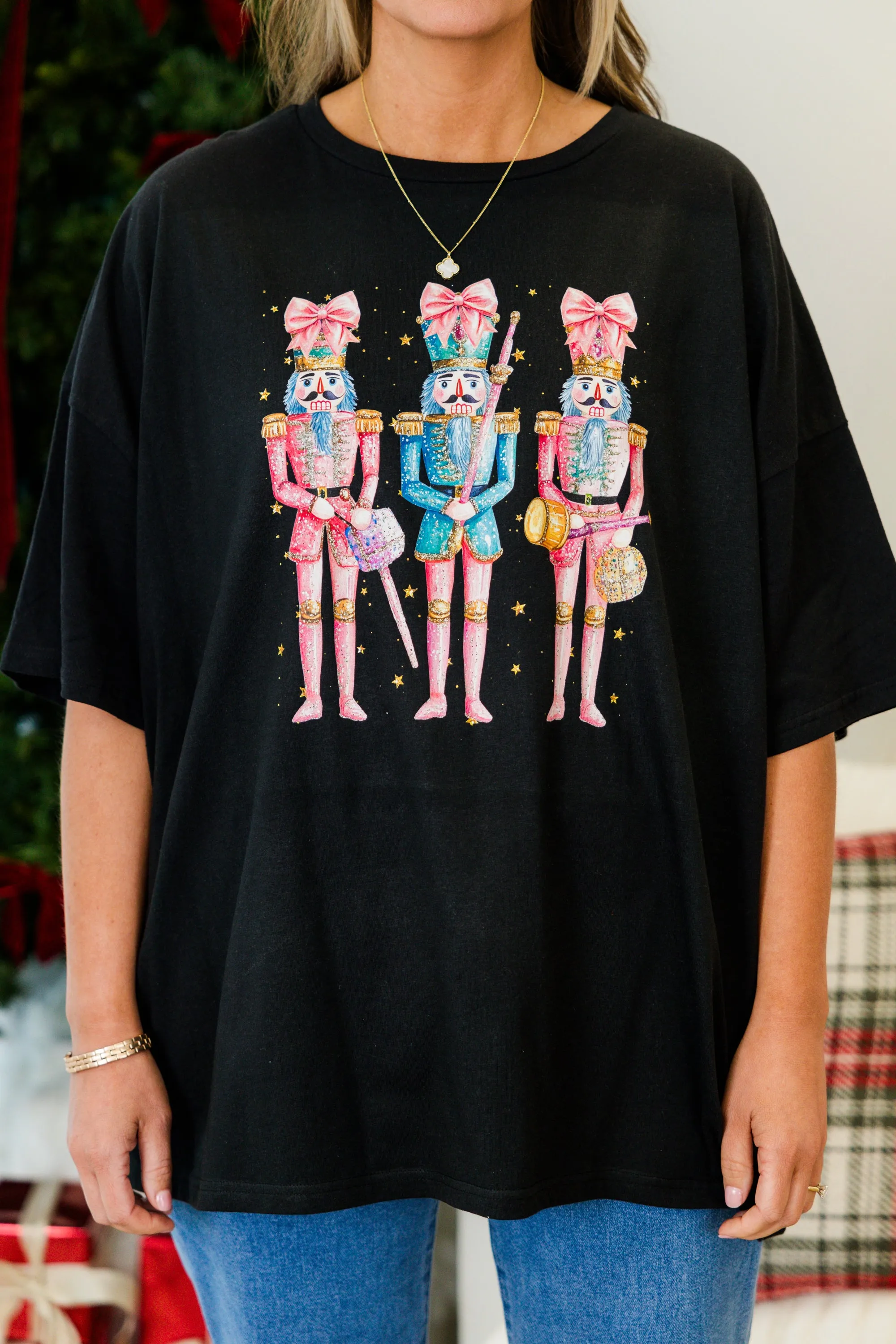 Nutcracker Christmas Boyfriend Tee, Black