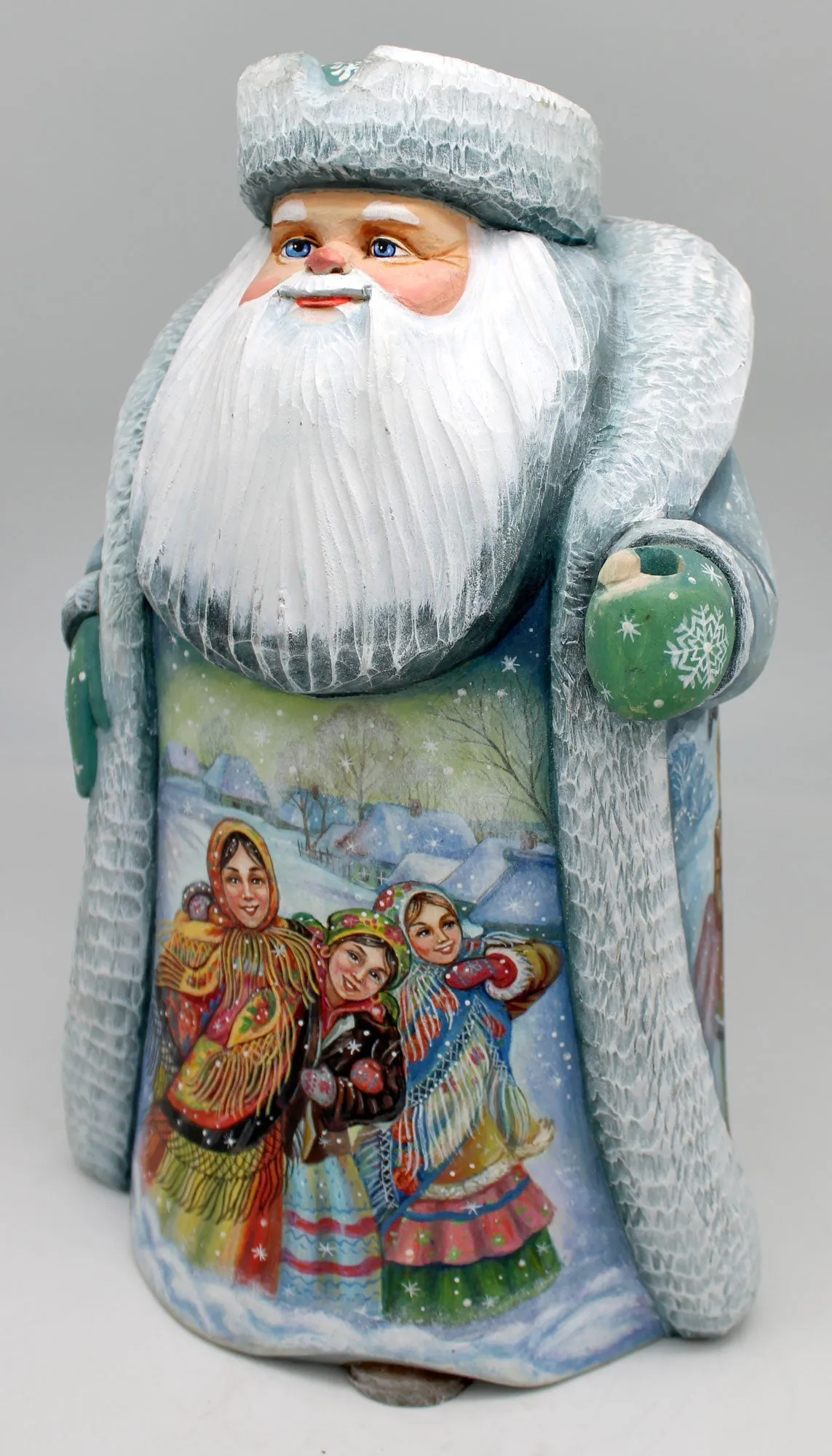 One-of-a-Kind Winter Play Santa Hand-Painted WOODCARVED Handpainted Figurine 12.5" by G.DeBrekht