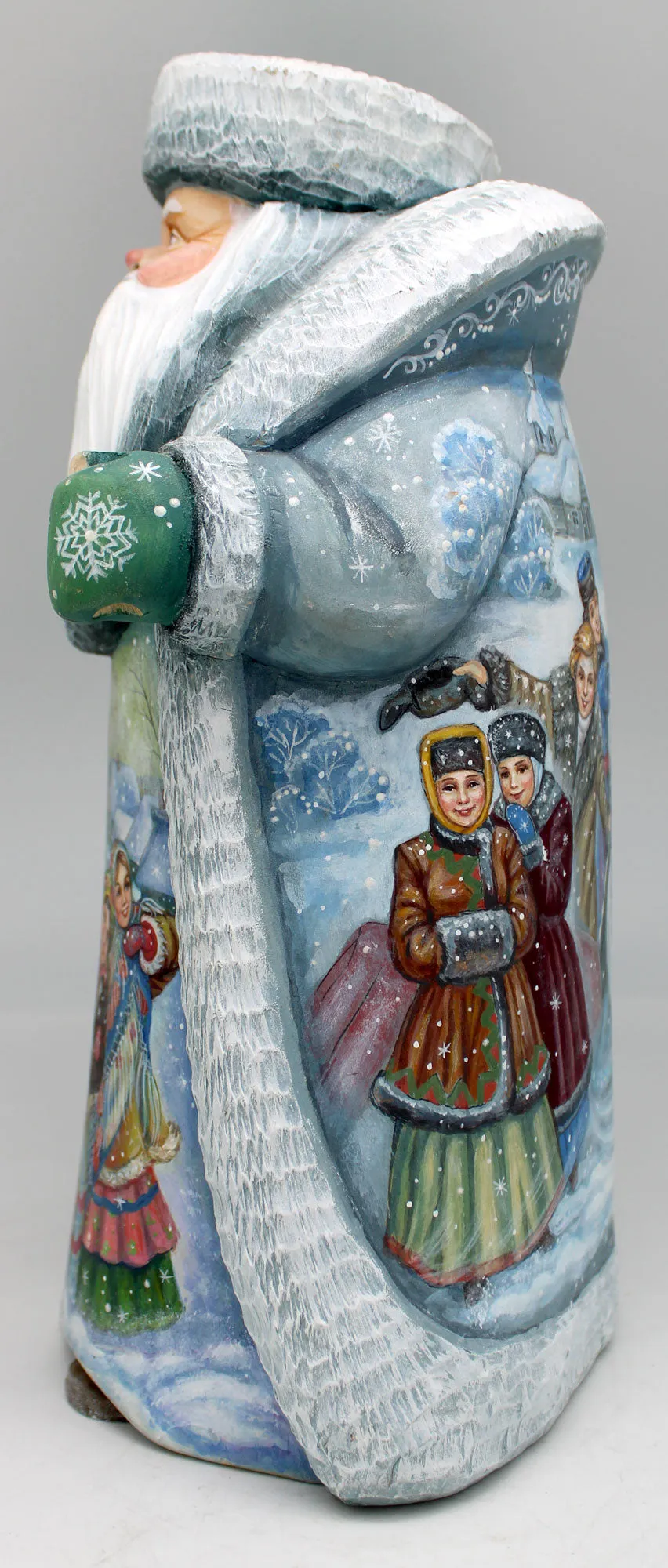 One-of-a-Kind Winter Play Santa Hand-Painted WOODCARVED Handpainted Figurine 12.5" by G.DeBrekht