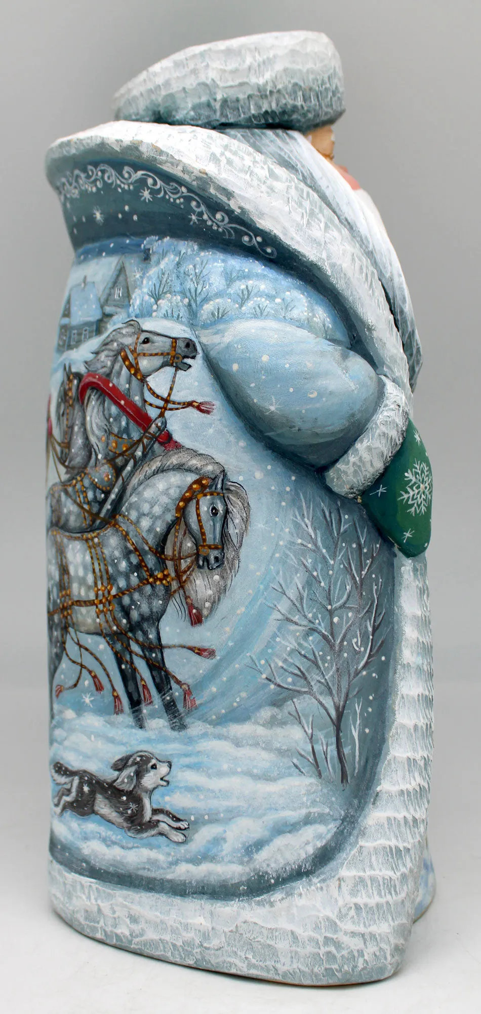 One-of-a-Kind Winter Play Santa Hand-Painted WOODCARVED Handpainted Figurine 12.5" by G.DeBrekht