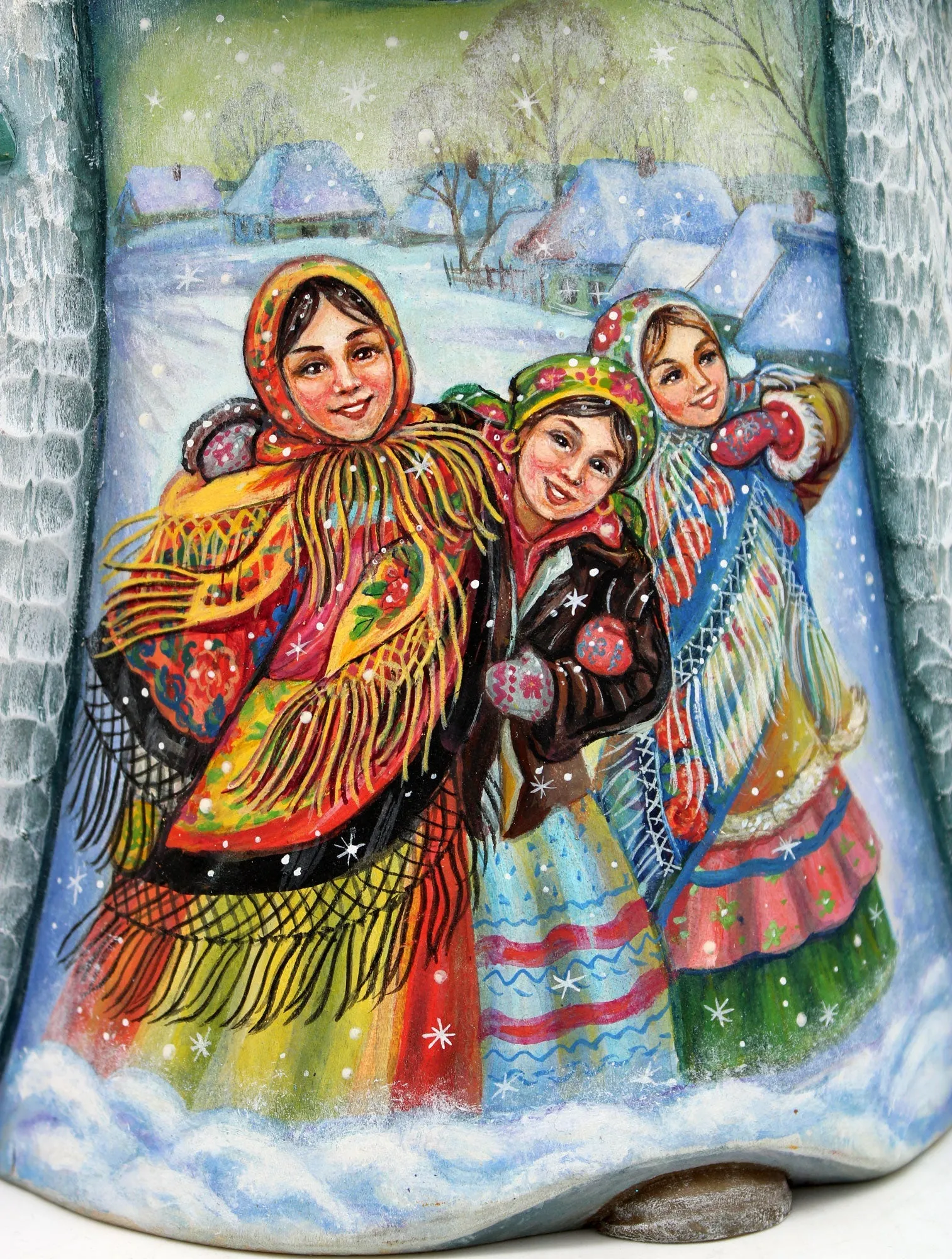 One-of-a-Kind Winter Play Santa Hand-Painted WOODCARVED Handpainted Figurine 12.5" by G.DeBrekht