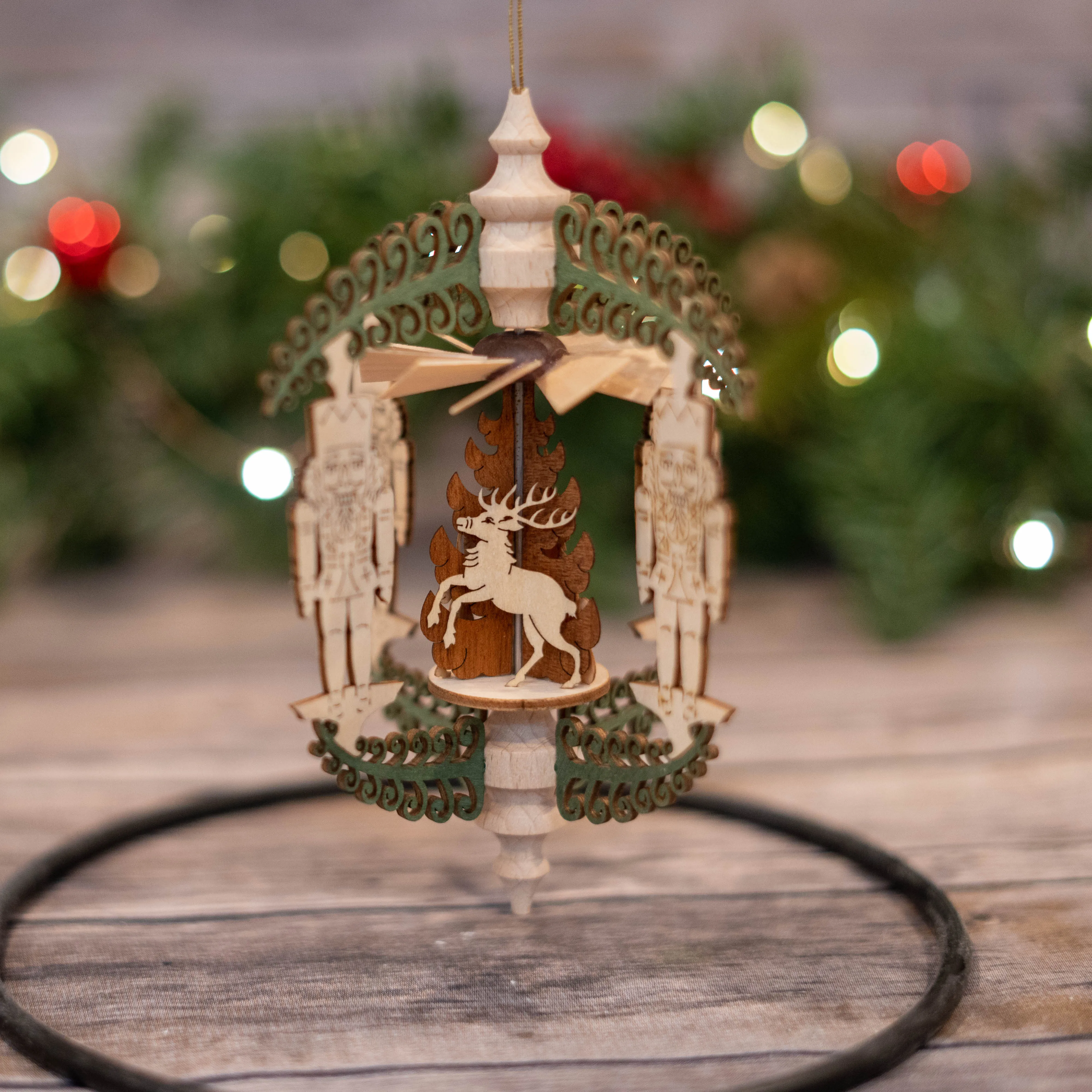 Ornament - Green Nutcracker and Father Christmas