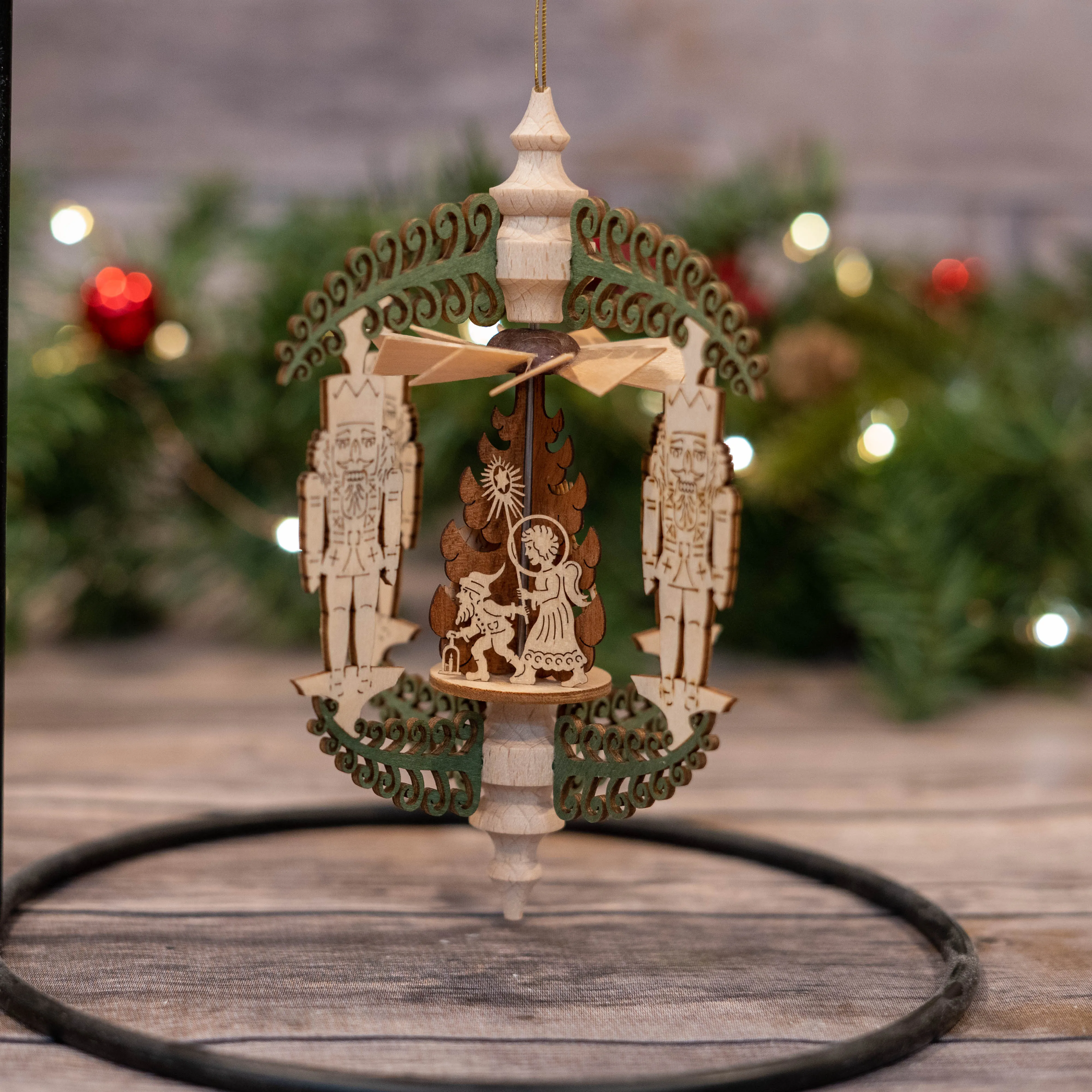 Ornament - Green Nutcracker and Father Christmas
