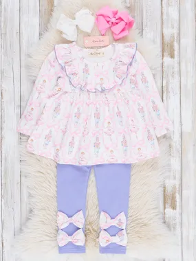 Pink & Purple Nutcracker Bows Ruffle Outfit