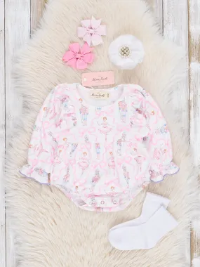 Pink & Purple Nutcracker Bows Ruffle Romper