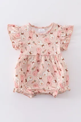 Pink easter bunny print ruffle girl bubble