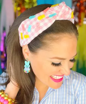 Pink Gingham Easter Bunny Headband