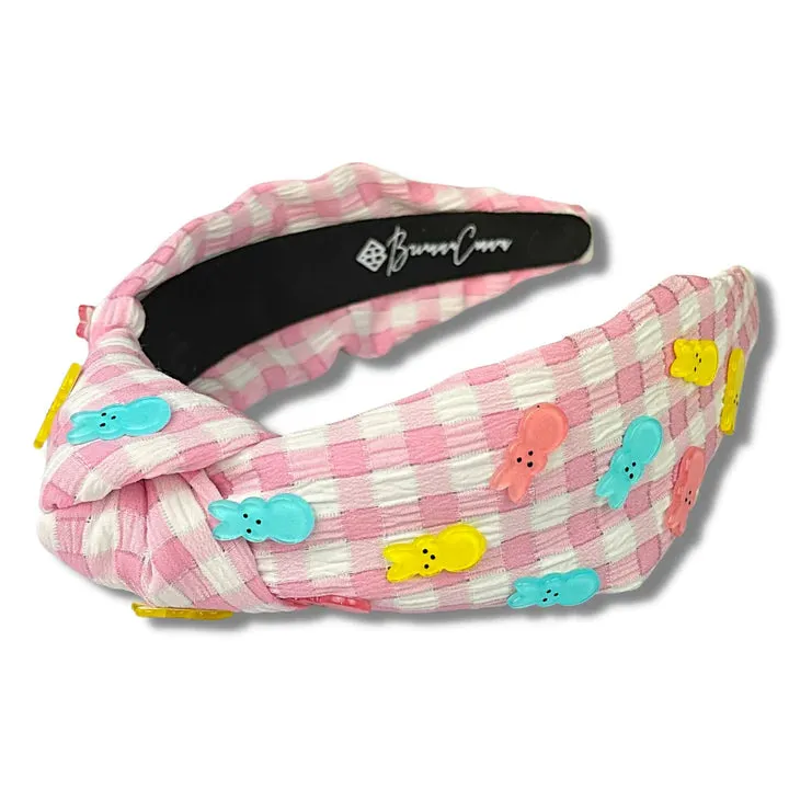 Pink Gingham Easter Bunny Headband