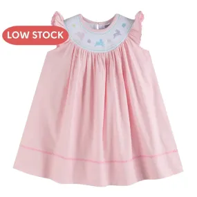 Pretty Pink Easter Bunny Smocked Bishop Dress