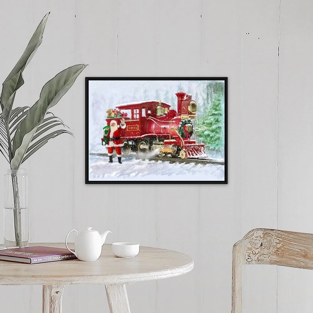 "Christmas Train" Black Float Frame Canvas Art