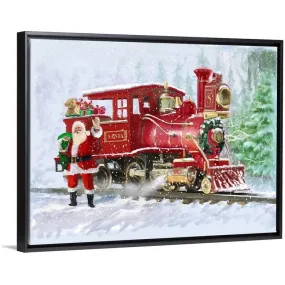 "Christmas Train" Black Float Frame Canvas Art