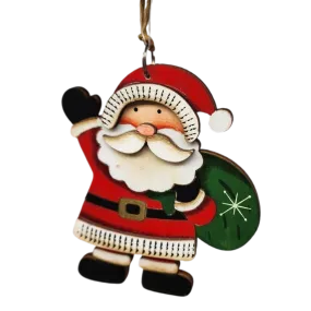 Rustic Wooden Ornament - Santa with a Bag of Toys