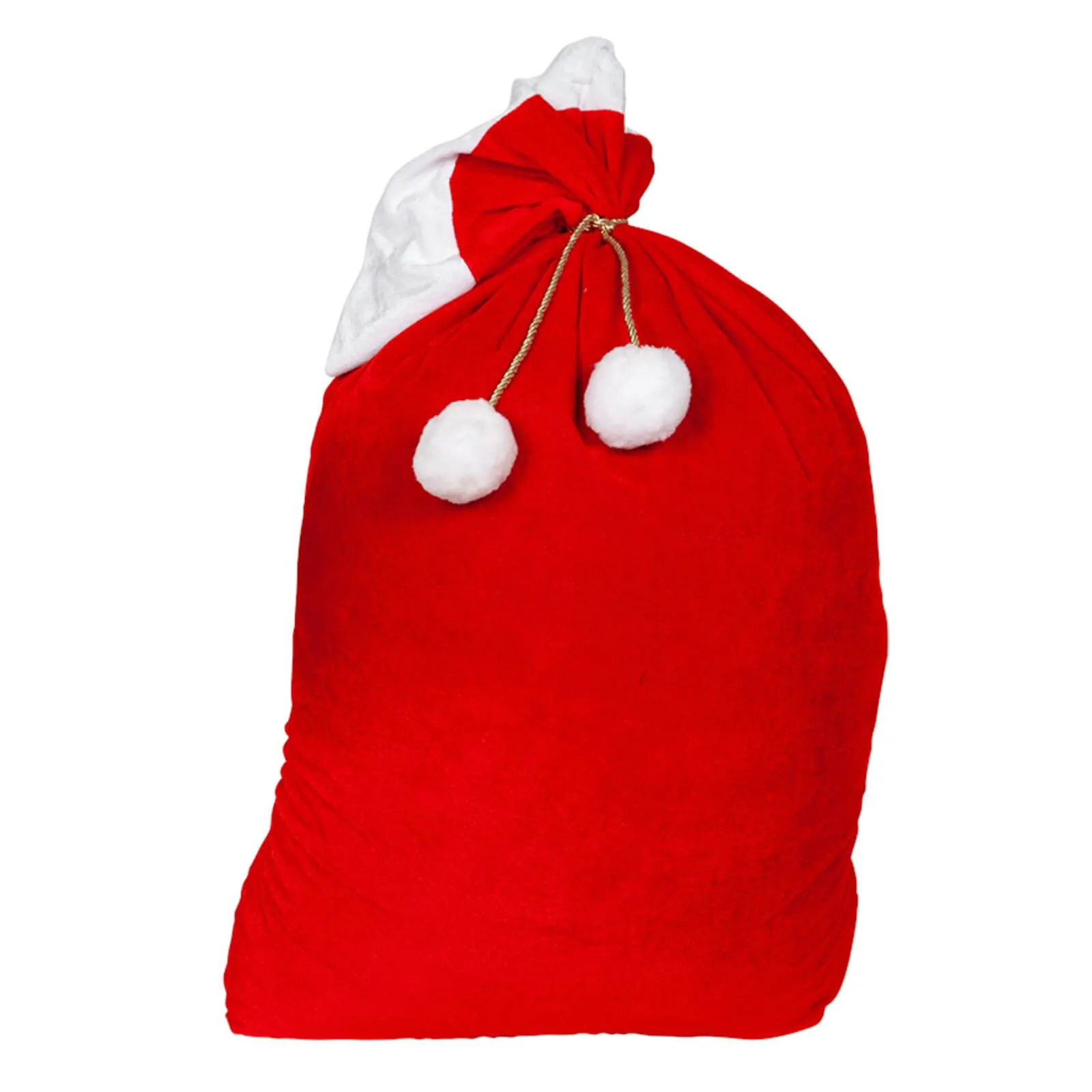 Santa Sack Deluxe Red Velvet Gift Bag White Pom Poms