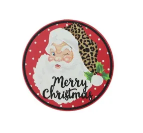Santa sign - 12” round metal signs