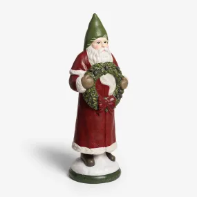 Santa Statue Holding LED Wreath