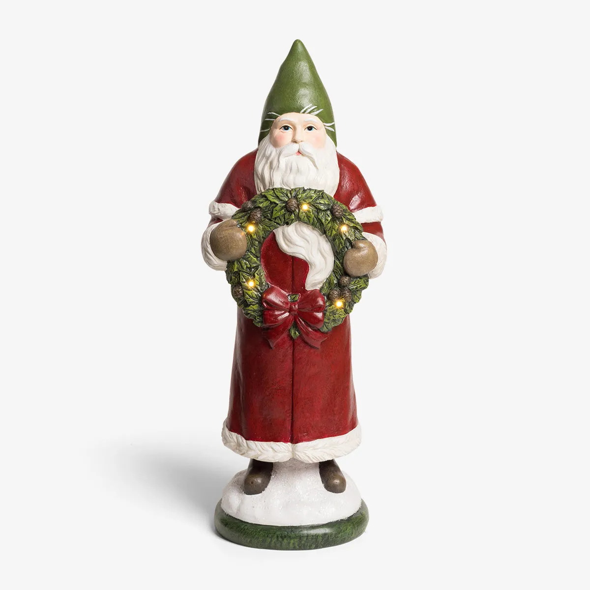 Santa Statue Holding LED Wreath