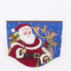 Santa with Reindeer Topper Canvas