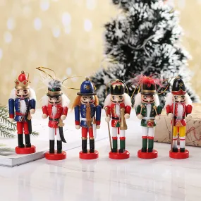 Set of 6pcs Christmas Nutcracker Soldier Doll Pendant Decoration Nutcracker Puppet