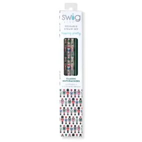 Swig Life Classic Nutcracker   Green Glitter Reusable Straw Set