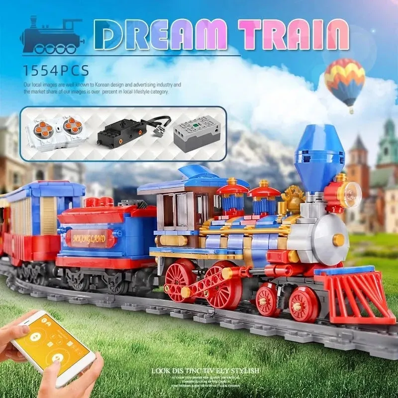 Tech MOC APP Motorized RC Dream Train Bricks Toy 12004