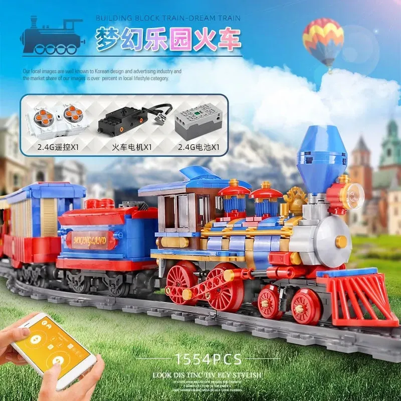 Tech MOC APP Motorized RC Dream Train Bricks Toy 12004
