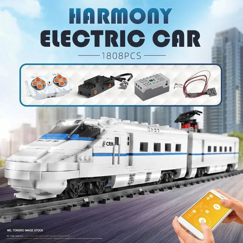Tech Motorized Railway RC High-Speed CRH2 Train Bricks Toy