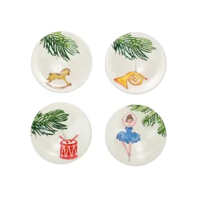 VIETRI: NUTCRACKERS ASSORTED CANAPE PLATES - SET OF 4