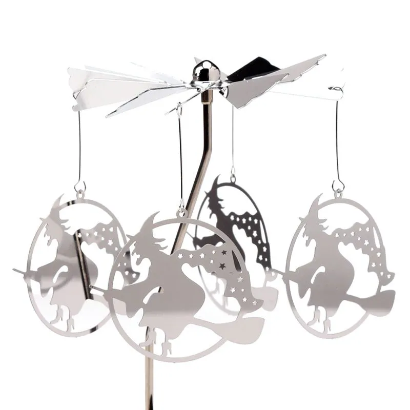 Witch Rotating Carousel Spinning Tea Light Candle Holder