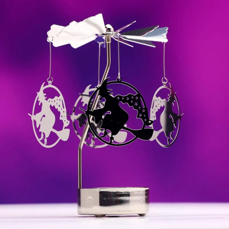 Witch Rotating Carousel Spinning Tea Light Candle Holder