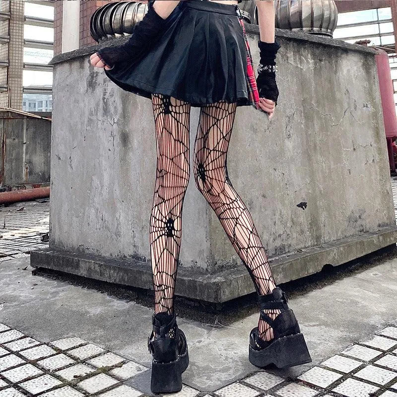 Women's Black Skull Fishnet Stockings for Halloween - Halloween costume