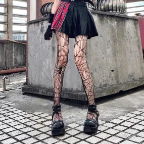 Women's Black Skull Fishnet Stockings for Halloween - Halloween costume